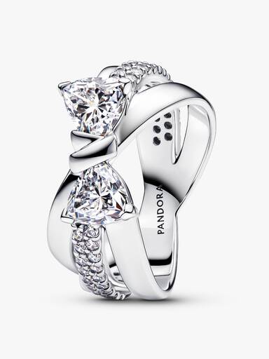 Anillo Banda Cruzada Lazo Brillante
