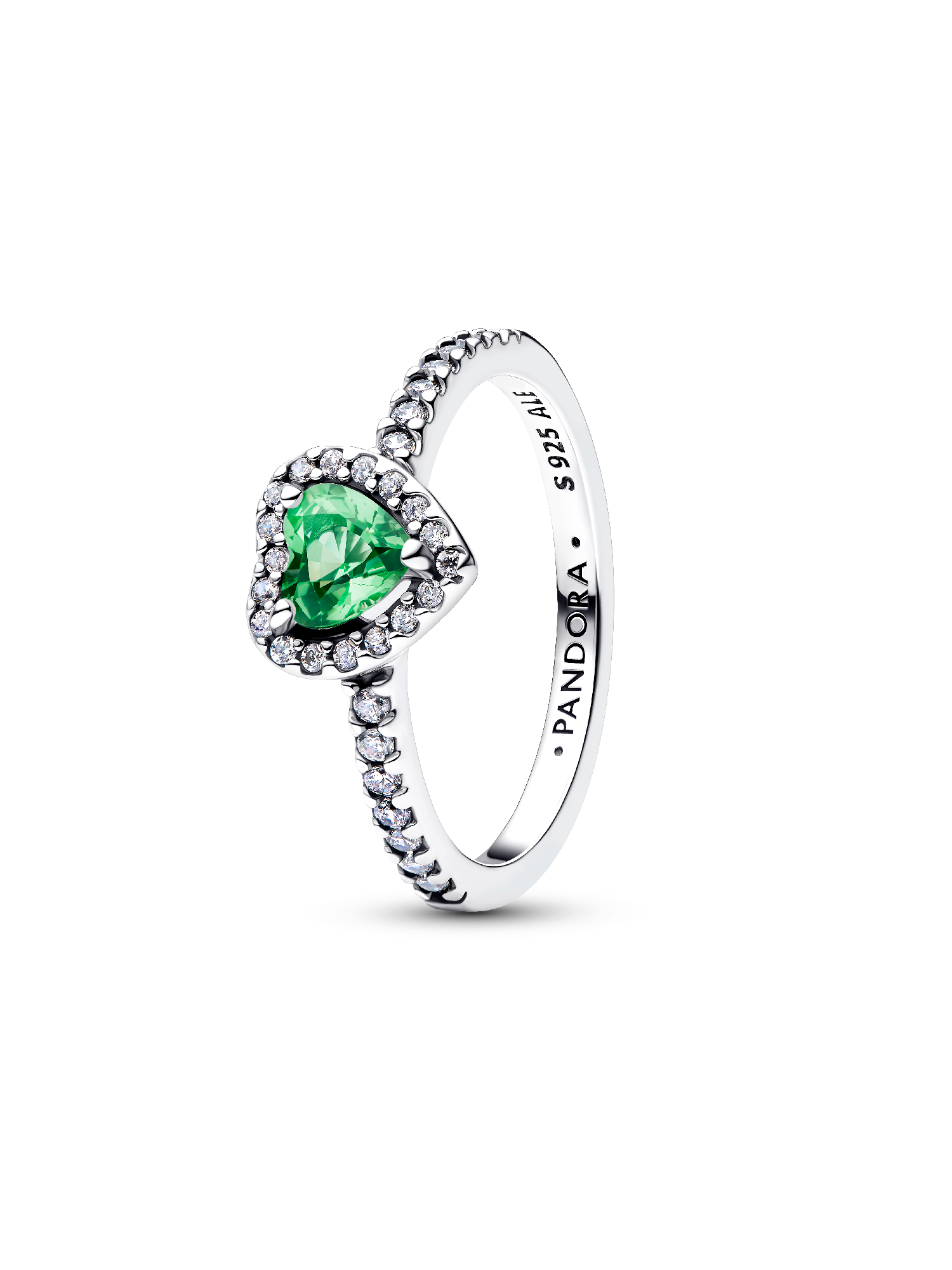 Anillo Corazón Verde Elevado