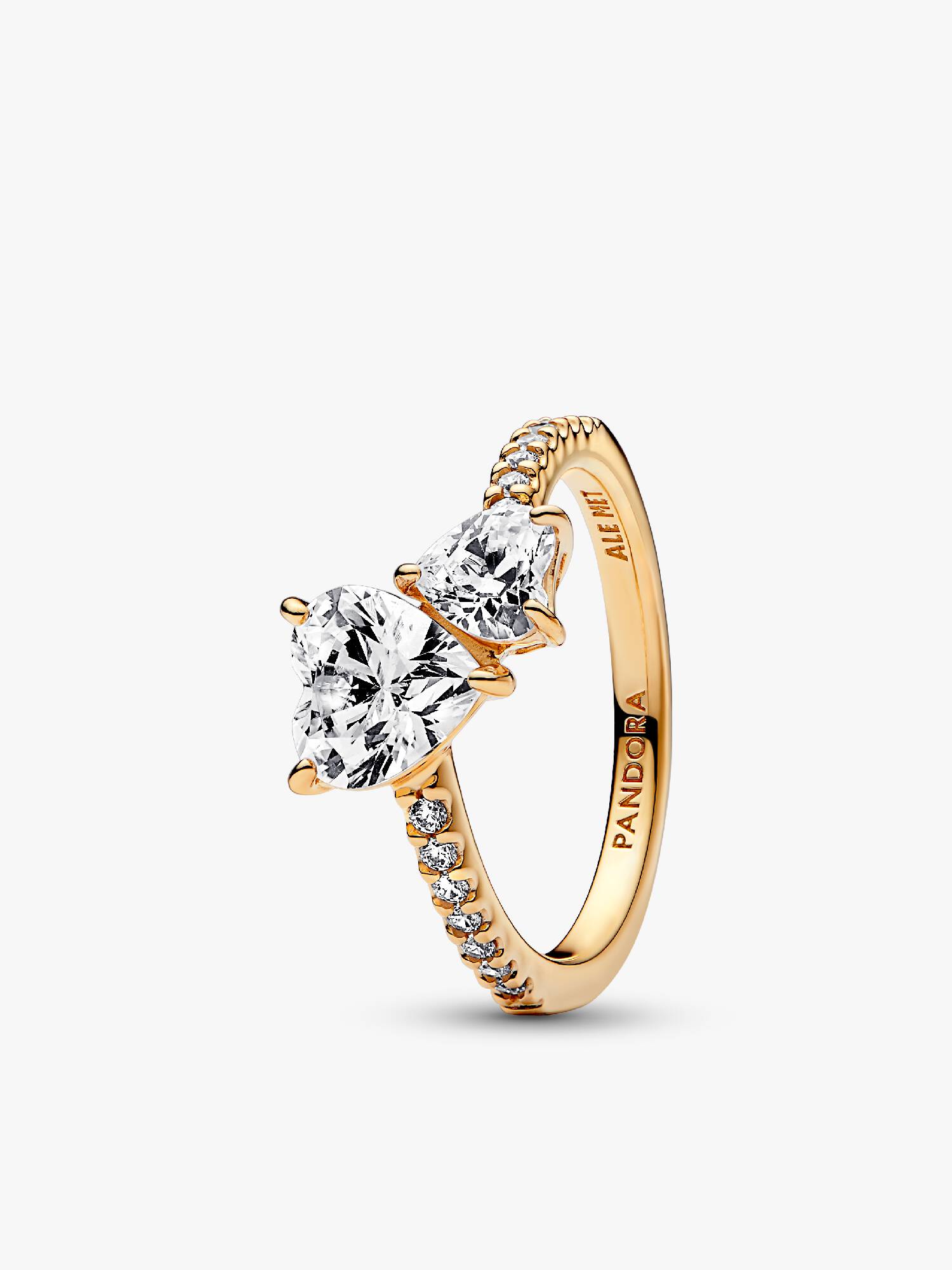Anillo con un recubrimiento de oro de 14k Corazón Doble Brillante