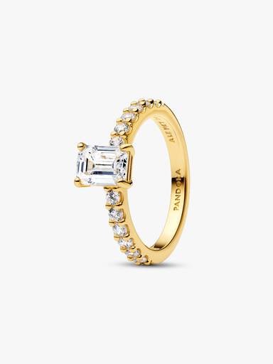 Anillo Halo Rectangular Brillante